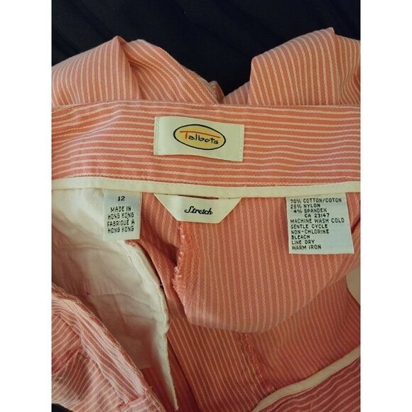 Talbots Pink And White Striped Stretch Cropped Pants Size 10 - Picture 3 of 6